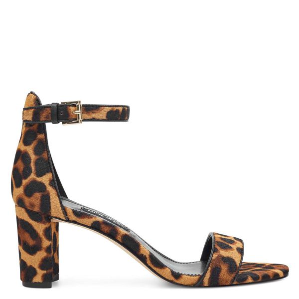 Nine West Pruce Ankle Strap Block Heel Leopard Heeled Sandals | South Africa 90A27-7R94